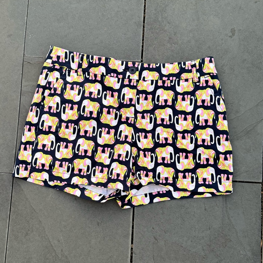 Crown & Ivy Caroline Navy Elephant Print Shorts Sz 10P‎